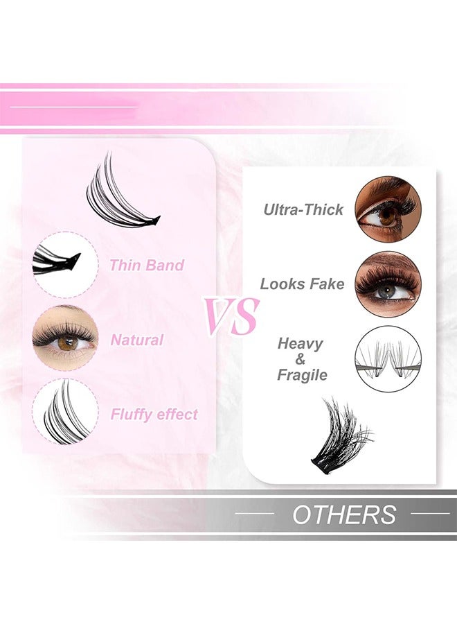 False Lashes Individual Packs 14 Rows Lashes DIY Lash Extensions Natural Reusable Black Lashes Cluster Lashes 3D Effect Individual False Eyelashes - Image 5