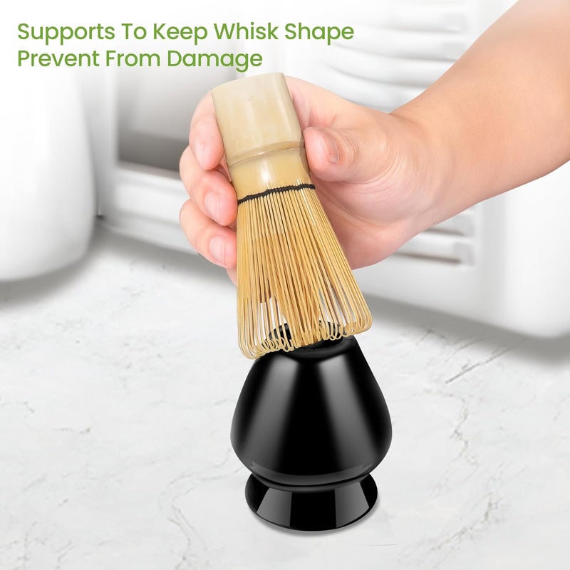 ELIMTEC Matcha Whisk Set and Bowl, Matcha Making Kit Whisk, Bowl With Spout, Sifter, Ceramic Whisk Holder, Spoon Japanese Tea Powder Starter Tools For Ceremony Gift (Black, 9 Pack) - Image 4