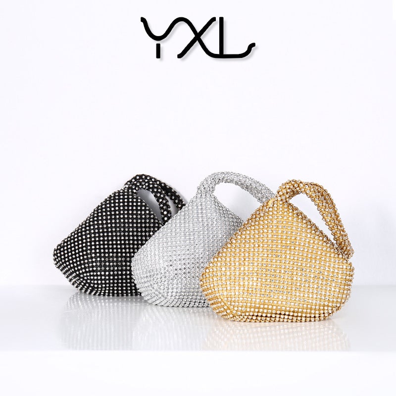Rhinestone Embellished Handmade Evening Clutch with Top Handle for Women - Image 2