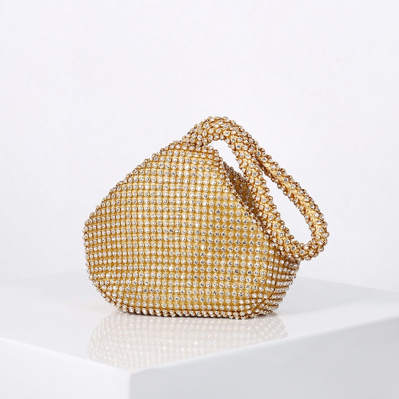 Rhinestone Embellished Handmade Evening Clutch with Top Handle for Women - Image 1