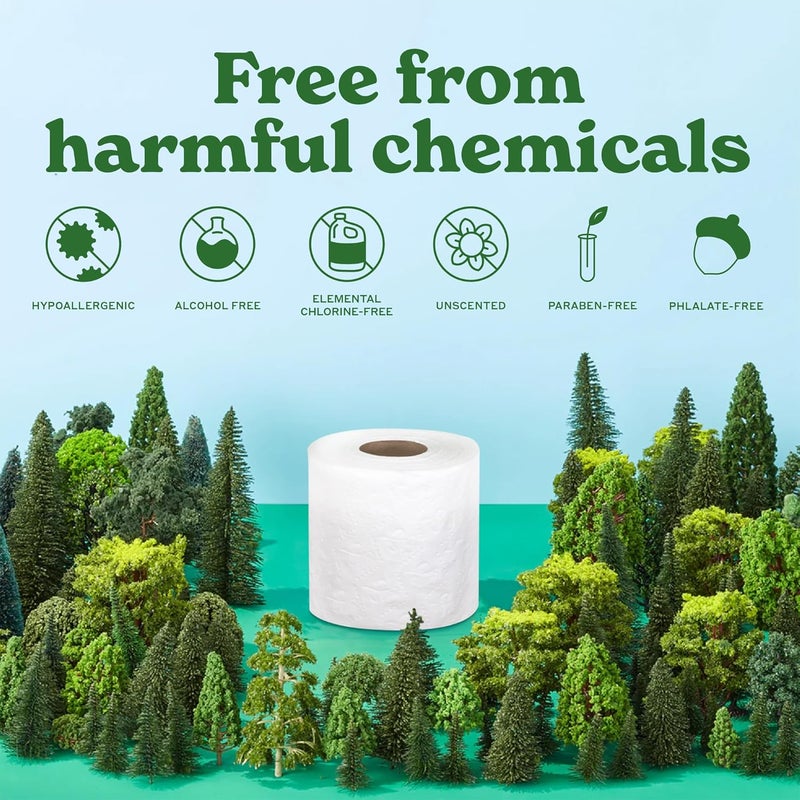 CABOO Tree Free Toilet Paper, Tree Free, Septic, Chemical Free Bath Tissue - 2 Ply Sheets, 300 Sheets Per Roll, 12 Double Rolls - Image 3