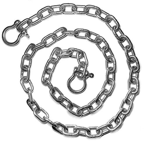 US STAINLESS 5/16" by 10' US Stainless Stainless Steel 316 Anchor Chain 5/16" or 8mm By 10 Foot Long with Bow Shackles - Image 1