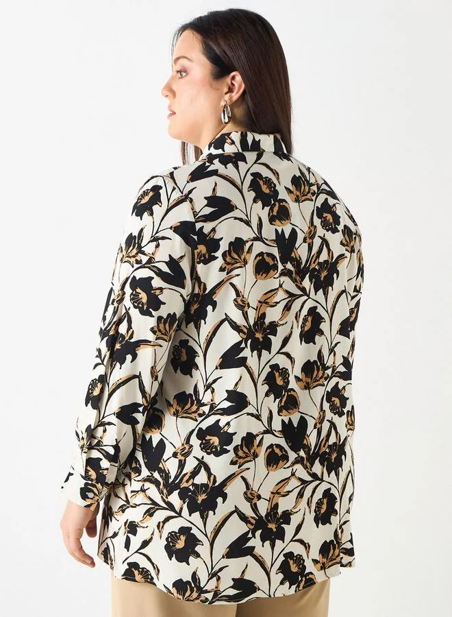 أولا بوبكن قميص مقاس كبير بطبعات زهور وأزرار إغلاق من أولا بوبكن