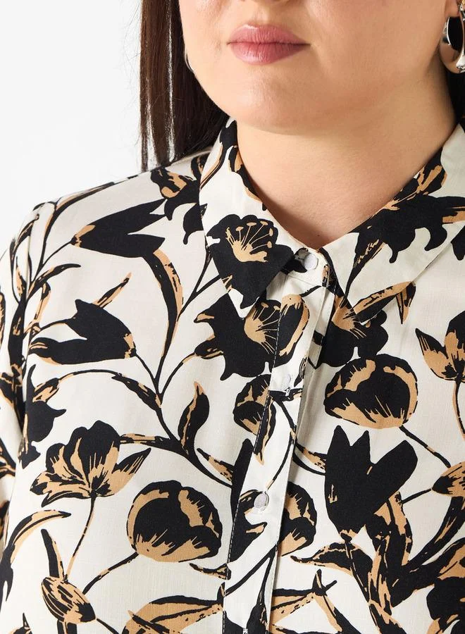 أولا بوبكن قميص مقاس كبير بطبعات زهور وأزرار إغلاق من أولا بوبكن