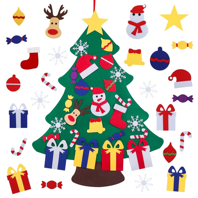 JIALWEN Felt Christmas Tree for Toddlers Kids Wall with 26pcs Detachable Ornaments DIY Set Wall Hanging Xmas Gifts Christmas Party Decorations - Image 2