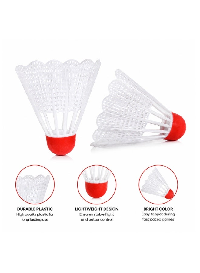 Badminton Racket & Shuttlecock Combo Set – 2 Lightweight Durable Steel Badminton Rackets with 2 Nylon Shuttlecocks, Non-Slip Grip, Pre-Strung Racquets for Indoor & Outdoor Sports Red - Image 3