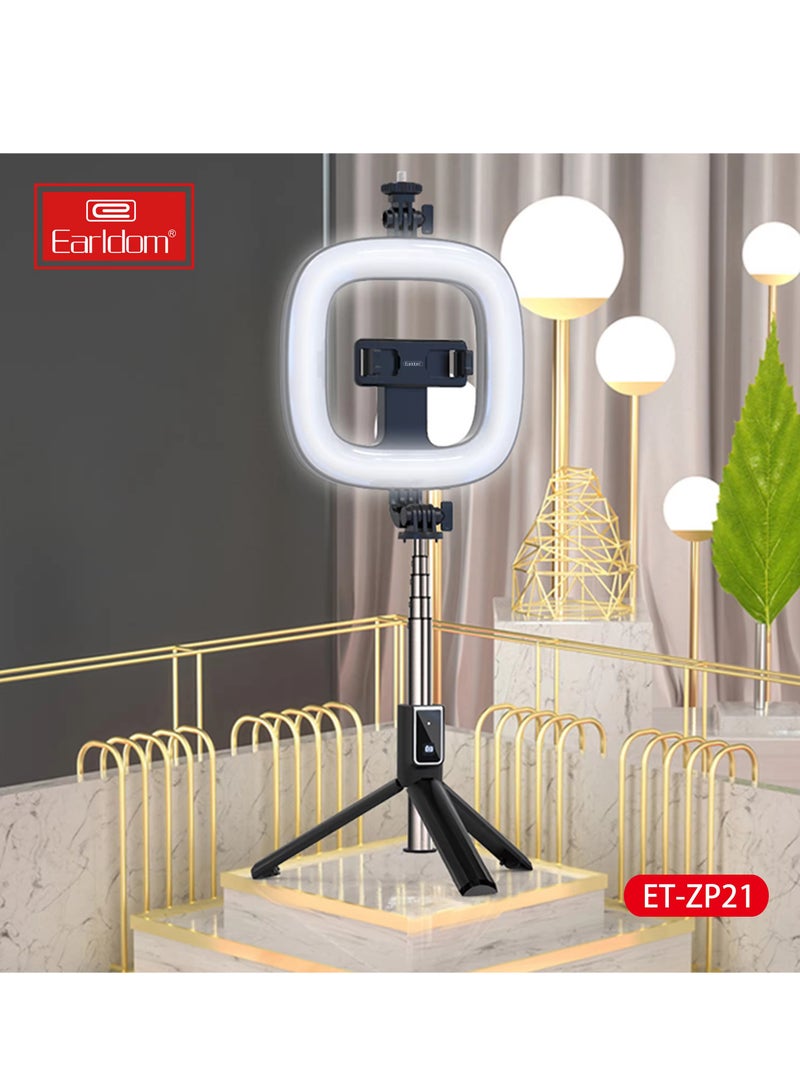 EARLDOM Selfie Stick With 6inch Led Ring Photography Light Foldable Tripod Monopod Portable Selfie 6 Inch Ring Light For Tripod - Image 1