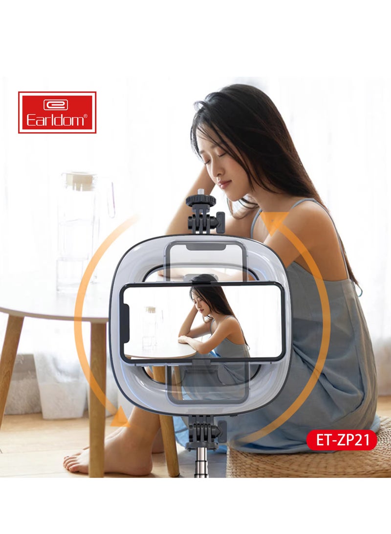 EARLDOM Selfie Stick With 6inch Led Ring Photography Light Foldable Tripod Monopod Portable Selfie 6 Inch Ring Light For Tripod - Image 2
