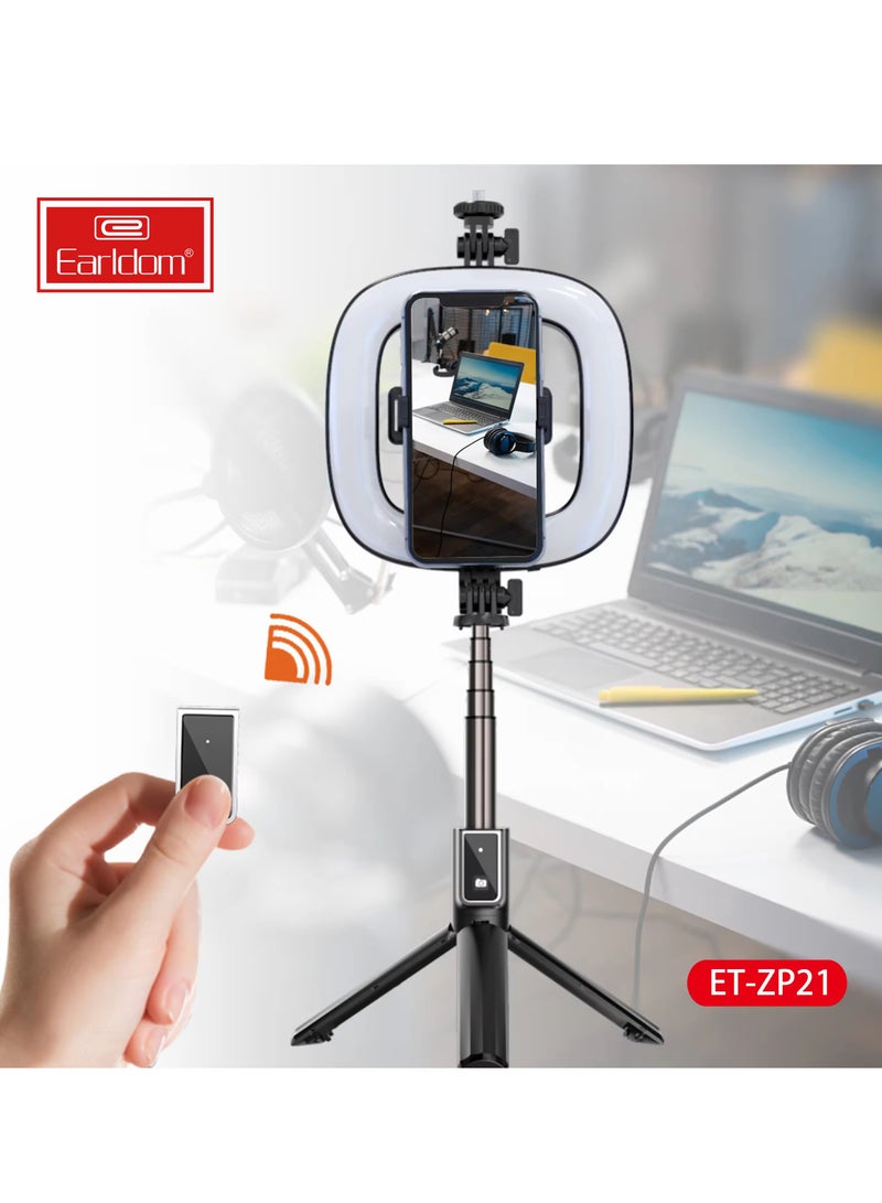 EARLDOM Selfie Stick With 6inch Led Ring Photography Light Foldable Tripod Monopod Portable Selfie 6 Inch Ring Light For Tripod - Image 3