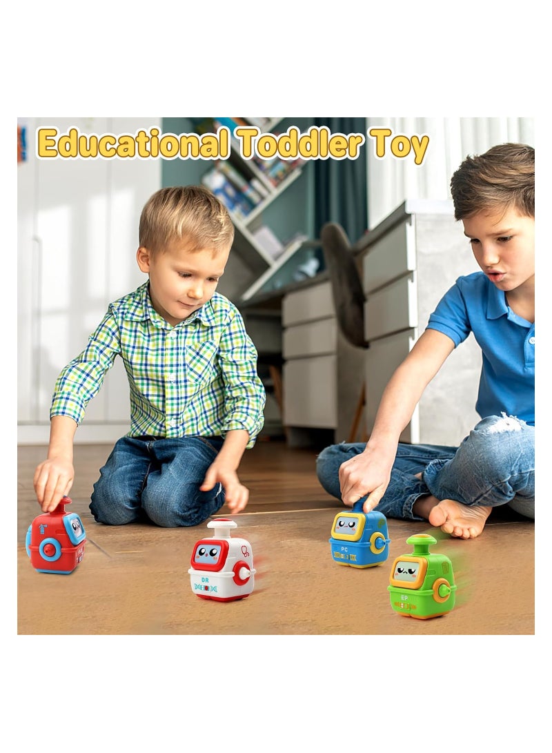 SYOSI Press and Go Robot Toy for Toddlers, 4 Pcs Baby Push Toy Cars for 18m+ Year Old, Friction Powered Robot Vehicles, Educational Toys for Boy & Girl Pull Back Cars Toys, 1st Birthday Gifts for Kids - Image 5