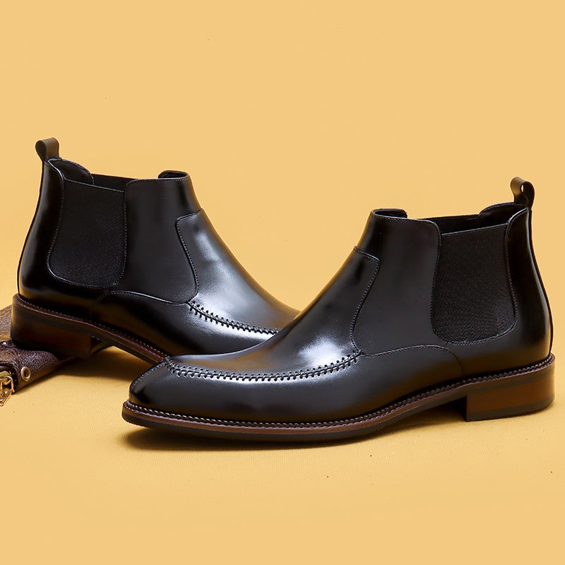 [Vip Exclusive] High-Top Leather Shoes, Men's Trendy Shoes, Genuine Leather British Business Formal Cowhide Boots, Winter Boots - Image 5