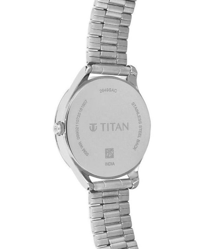Titan Workwear Mother of Pearl Round Dial Silver Metal Strap Analogue Watch For Women 2649sm06 - Image 3