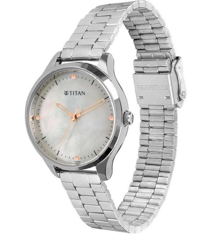 Titan Workwear Mother of Pearl Round Dial Silver Metal Strap Analogue Watch For Women 2649sm06 - Image 4