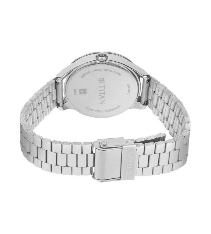Titan Workwear Mother of Pearl Round Dial Silver Metal Strap Analogue Watch For Women 2649sm06 - Image 5