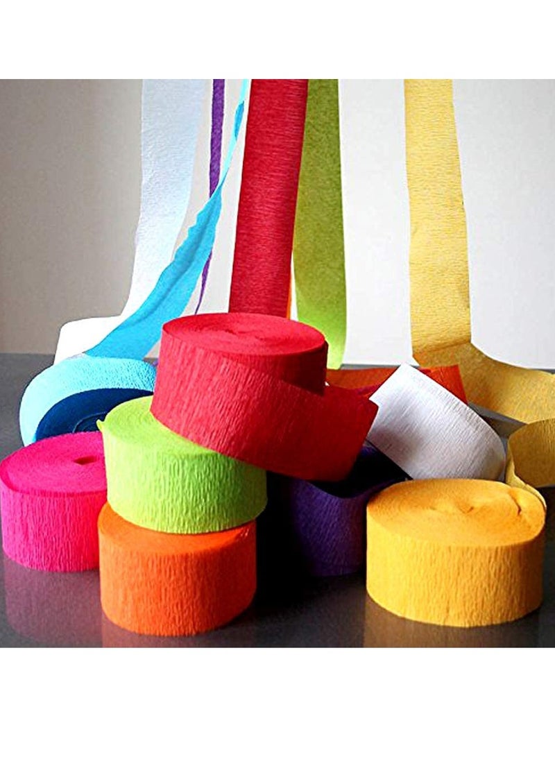 Terabyte Colourful Crepe Paper Streamer Ribbon Decorations for Birthday Craft Decoration and Various Festivals & Party (10 PIECS) 10 X 3 METER / 10 COLORS - Image 1