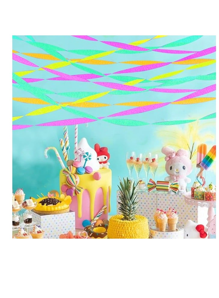 Terabyte Colourful Crepe Paper Streamer Ribbon Decorations for Birthday Craft Decoration and Various Festivals & Party (10 PIECS) 10 X 3 METER / 10 COLORS - Image 2