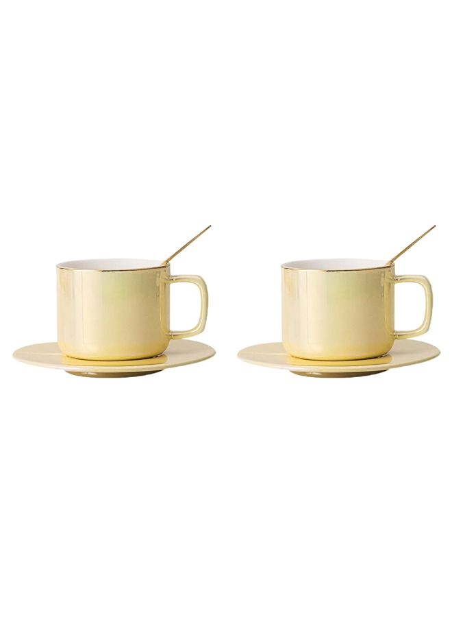 XIANGYU 2-Piece 150ml Elegant Luxurious Home Coffee Cup Afternoon Tea Ceramic Cups And Saucer Set - Image 1