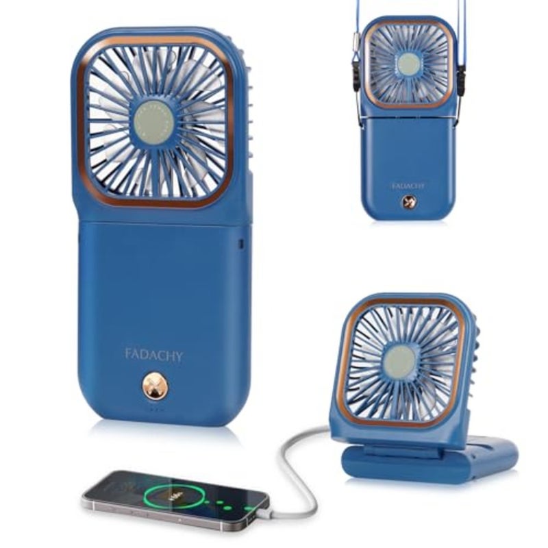 Mini Fan, Handheld Fan Desk Fan, Small Personal Fan with 3 Speeds Neck Fan Power Bank - Image 1