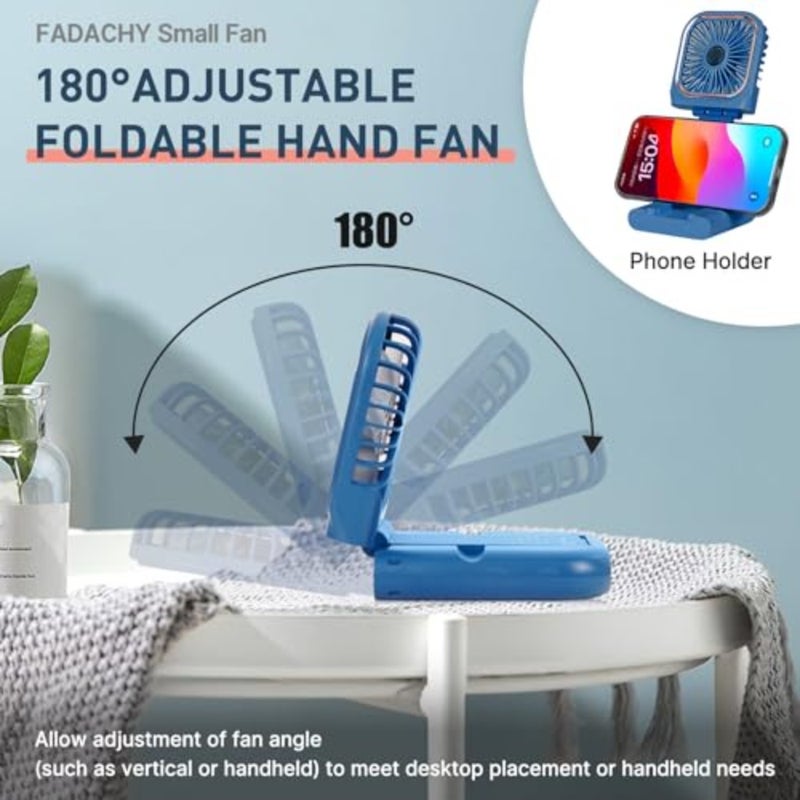 Mini Fan, Handheld Fan Desk Fan, Small Personal Fan with 3 Speeds Neck Fan Power Bank - Image 3