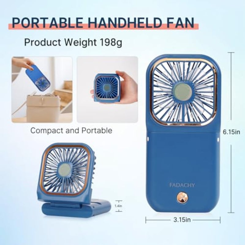 Mini Fan, Handheld Fan Desk Fan, Small Personal Fan with 3 Speeds Neck Fan Power Bank - Image 2