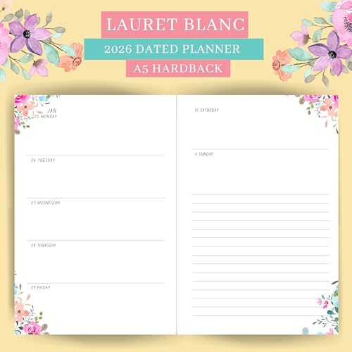 LAURET BLANC 2026 Life Planner Diary, Daily, Weekly, Monthly Organizer, Habit, Meal, Budget Tracker- 90GSM, Dated, Hardbound - Image 3