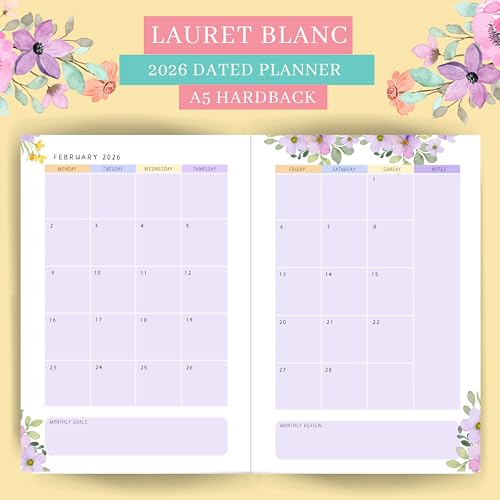 LAURET BLANC 2026 Life Planner Diary, Daily, Weekly, Monthly Organizer, Habit, Meal, Budget Tracker- 90GSM, Dated, Hardbound - Image 2