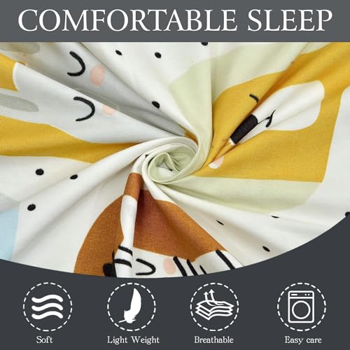 FRESH FROM LOOM Glace Cotton Wrinkle Free Soft Hypoallergenic Bed Sheet with 2 Pillow Cover,Cartoon Printed,Double Bed King Size Kids Bedsheet for Boys & Girls Room(90x95 Inches/Cream/Panda),144 TC - Image 2