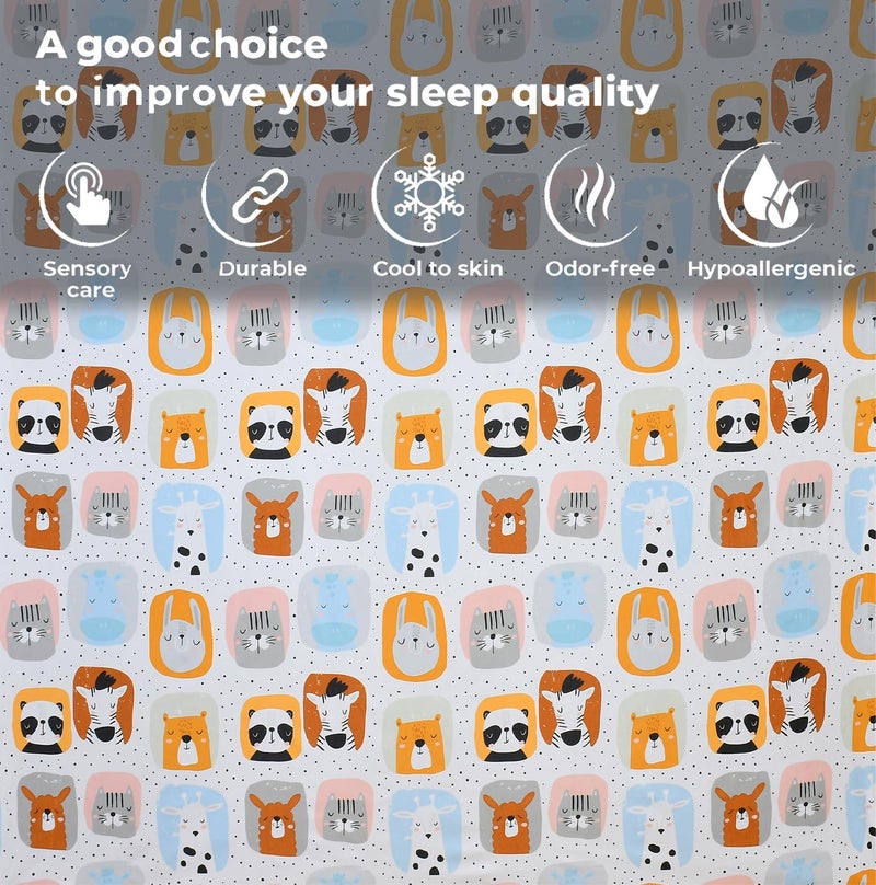 FRESH FROM LOOM Glace Cotton Wrinkle Free Soft Hypoallergenic Bed Sheet with 2 Pillow Cover,Cartoon Printed,Double Bed King Size Kids Bedsheet for Boys & Girls Room(90x95 Inches/Cream/Panda),144 TC - Image 3