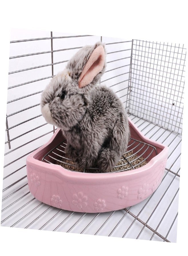 BESPORTBLE Colorful Pet Toilet Basin for Rabbits Guinea Pigs Durable Ceramic Easy-Clean Design for Litter Training and Comfort Pink - Image 4