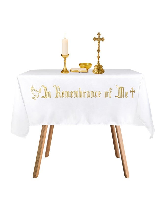 TALPGOD in Remembrance of Me Altar Frontal Holy Communion Table Cloth Cover 88.2x52in,Communion Table Cloths for Church and Baptism Altar Cloth Supplies (Gold Embroidery) - Image 1