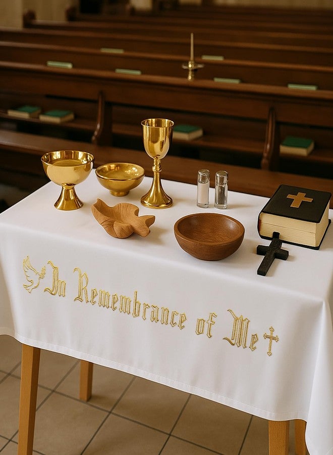 TALPGOD in Remembrance of Me Altar Frontal Holy Communion Table Cloth Cover 88.2x52in,Communion Table Cloths for Church and Baptism Altar Cloth Supplies (Gold Embroidery) - Image 5