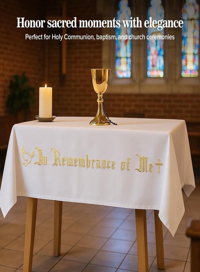 TALPGOD in Remembrance of Me Altar Frontal Holy Communion Table Cloth Cover 88.2x52in,Communion Table Cloths for Church and Baptism Altar Cloth Supplies (Gold Embroidery) - Image 4