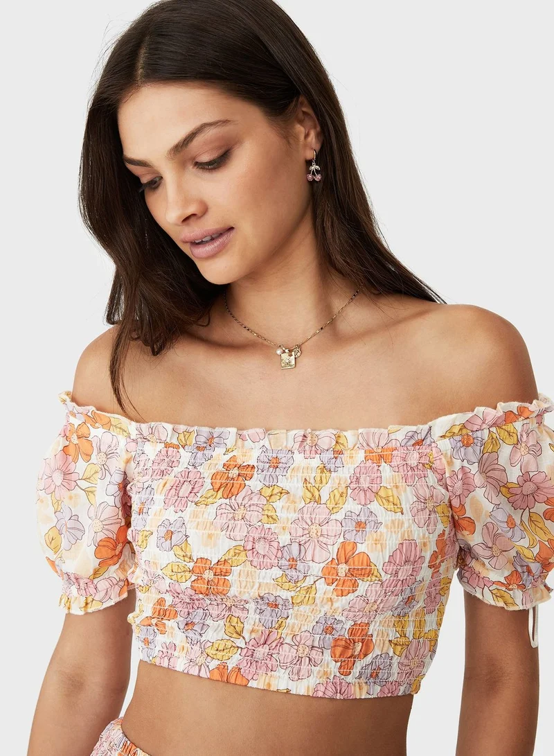 Cotton On Puff Shirred Top
