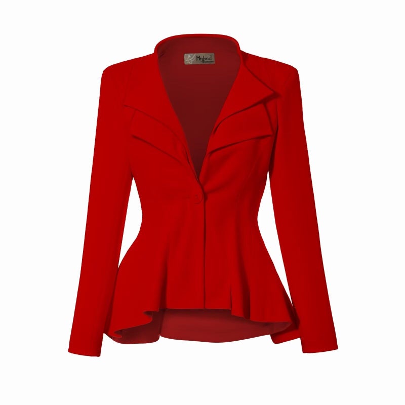Hybrid & Company Hybrid Company Women Double Notch Lapel Office Blazer JK43864 1073T RED XLarge
