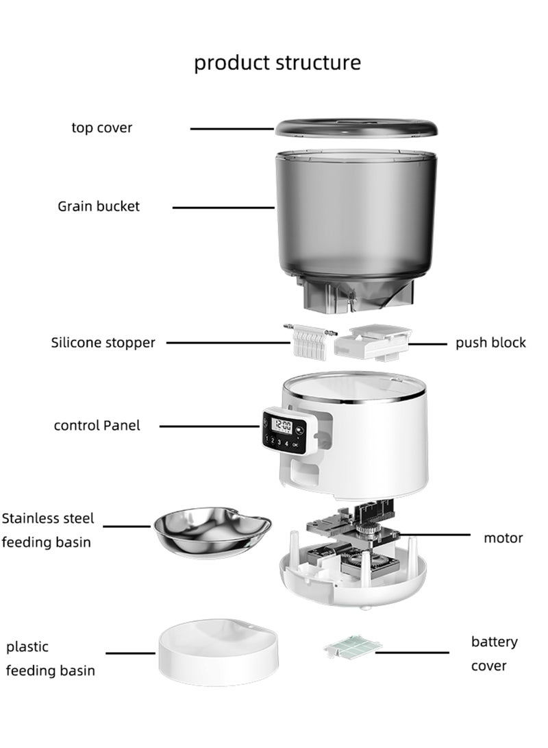 كيدل التلقائي بالكامل تغذية الحيوانات الأليفة الكمية 4L القط الكلب تغذية القط ذكي الفولاذ المقاوم للصدأ وعاء - Image 4