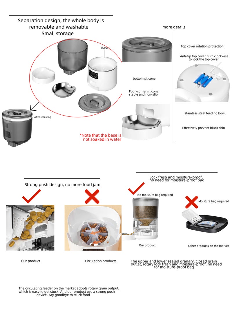كيدل التلقائي بالكامل تغذية الحيوانات الأليفة الكمية 4L القط الكلب تغذية القط ذكي الفولاذ المقاوم للصدأ وعاء - Image 2