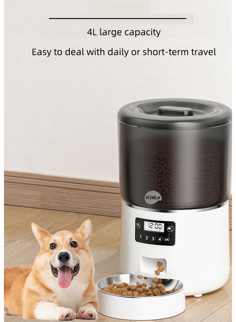 كيدل التلقائي بالكامل تغذية الحيوانات الأليفة الكمية 4L القط الكلب تغذية القط ذكي الفولاذ المقاوم للصدأ وعاء - Image 3