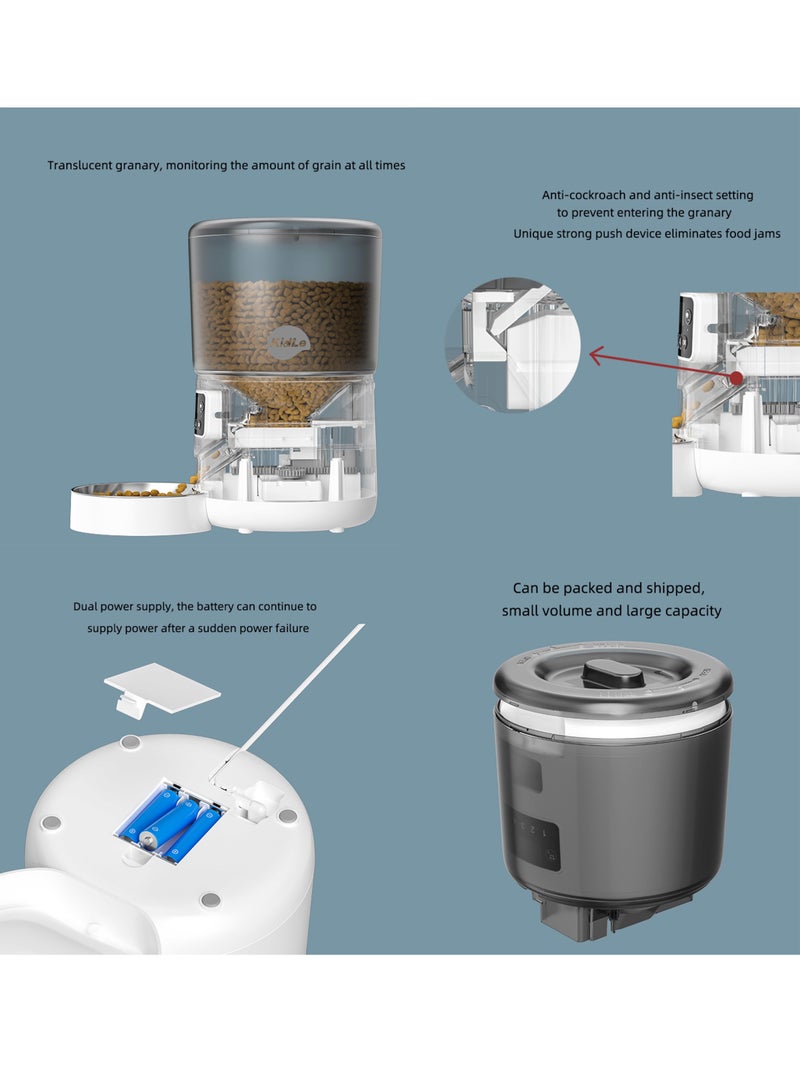 كيدل التلقائي بالكامل تغذية الحيوانات الأليفة الكمية 4L القط الكلب تغذية القط ذكي الفولاذ المقاوم للصدأ وعاء - Image 5