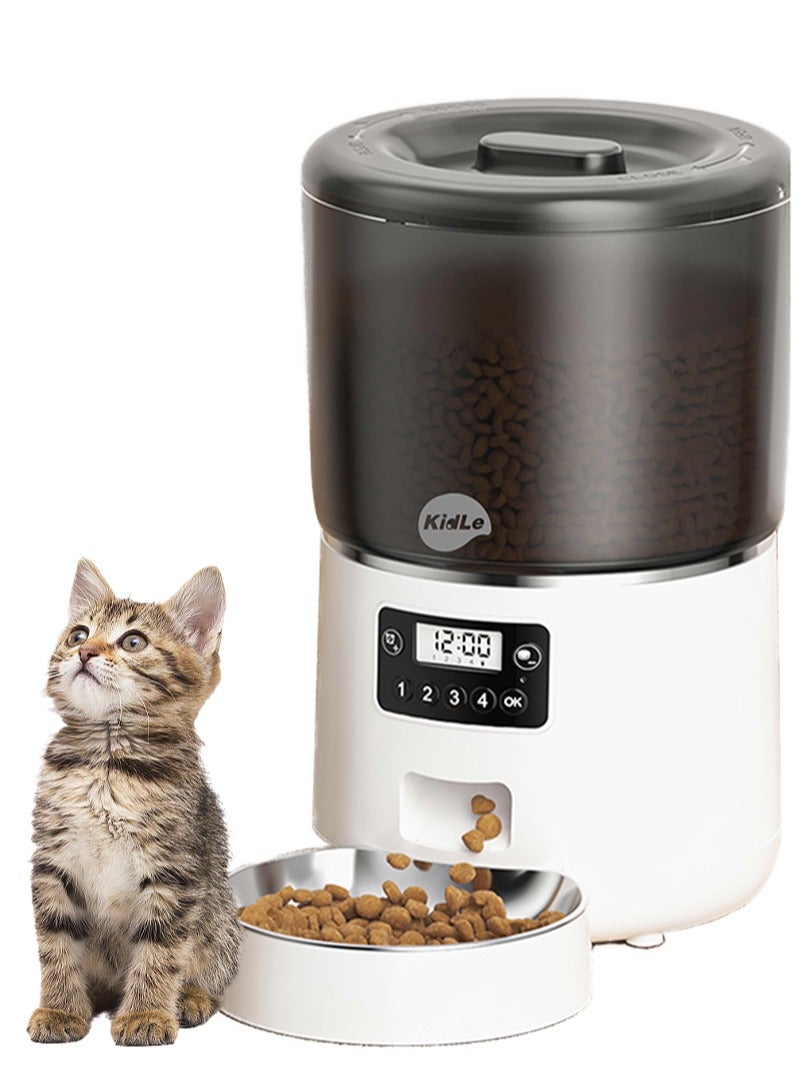 كيدل التلقائي بالكامل تغذية الحيوانات الأليفة الكمية 4L القط الكلب تغذية القط ذكي الفولاذ المقاوم للصدأ وعاء - Image 1