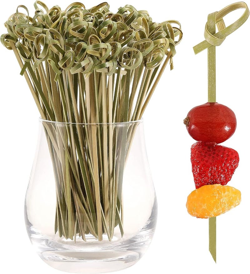 BIGTHREE Cocktail Picks,100 Pcs Bamboo Fruit Sticks, Wooden Toothpicks for Appetizers, Natural Bamboo Knot Skewers, Mini Food Sticks, Fancy Tooth Picks for Drinks, Fruit, Charcuterie - Image 1