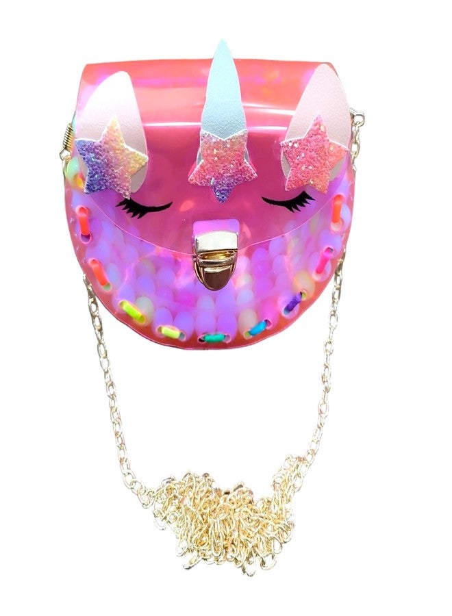 LIGHTER HOUSE Cutest Unicorn Round Shape Holographic Unicorn Sling Bag for Kids Birthday Return Gift Christmas Gift (Pack of 01) Mix Colour - Image 1