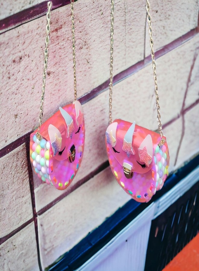 LIGHTER HOUSE Cutest Unicorn Round Shape Holographic Unicorn Sling Bag for Kids Birthday Return Gift Christmas Gift (Pack of 01) Mix Colour - Image 5