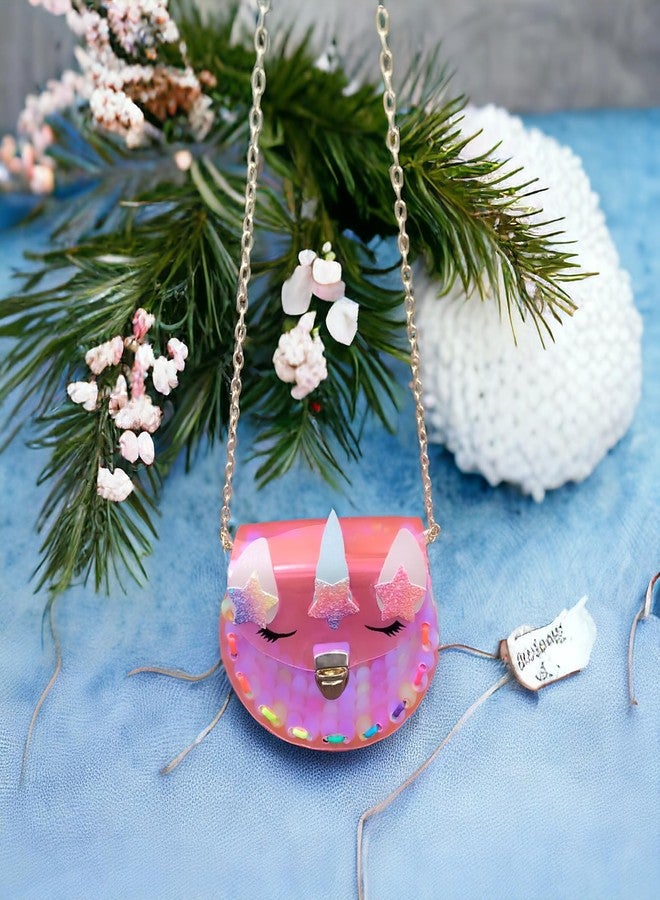 LIGHTER HOUSE Cutest Unicorn Round Shape Holographic Unicorn Sling Bag for Kids Birthday Return Gift Christmas Gift (Pack of 01) Mix Colour - Image 3