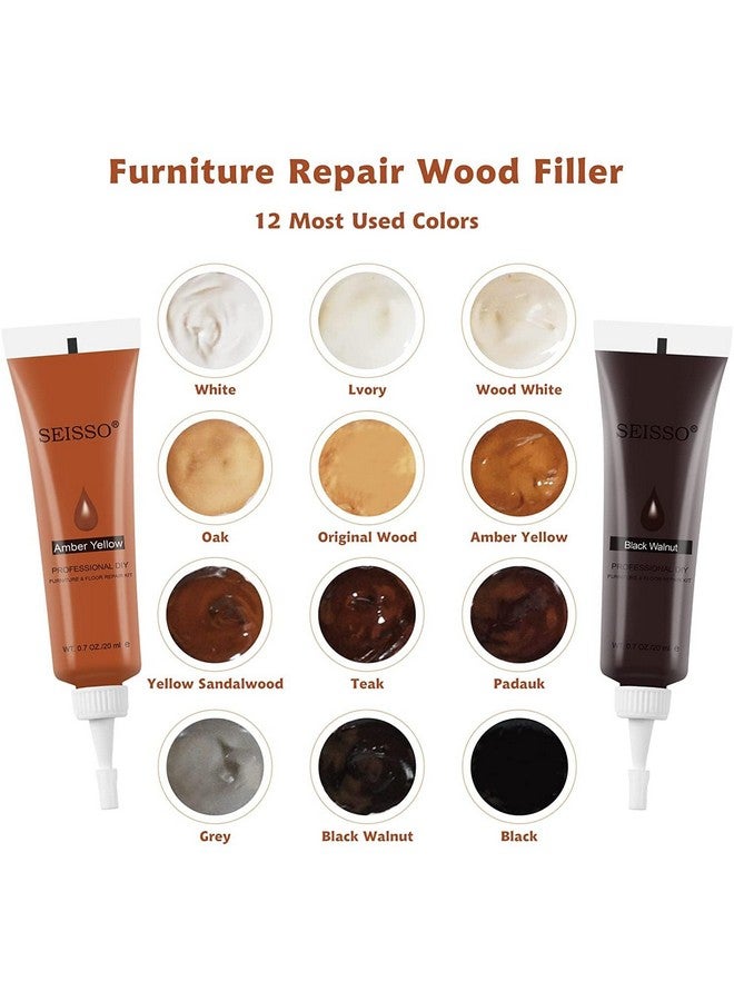 SEISSO Wood Repair Kit Wood Touch up Paint Restore Any Wood Furniture Wood Stain, 12 Colors Cover Surface Scratch for Wooden Floor Table, Filler Furniture Paint Oak, Cabinet, Door, Veneer, Walnut - Image 2