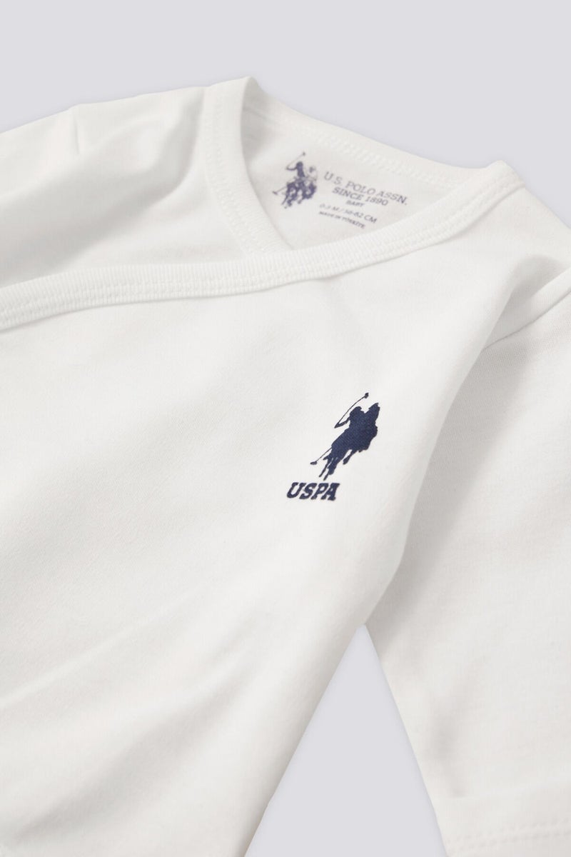 U.S. Polo Assn. Licensed Tiny Cream Baby Boy Hospital Discharge Set of 5 - Image 2