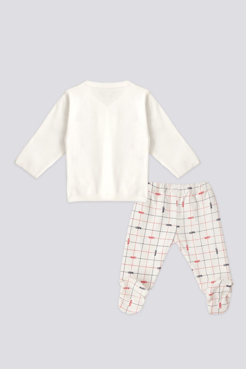 U.S. Polo Assn. Licensed Tiny Cream Baby Boy Hospital Discharge Set of 5 - Image 3