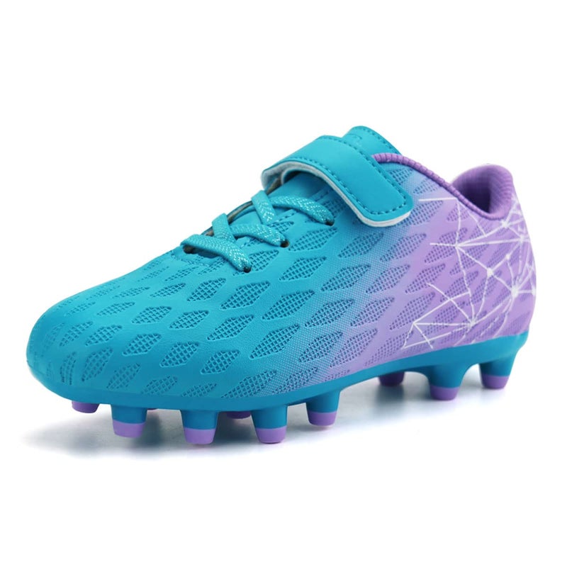 brooman Kids Firm Ground Soccer Cleats Boys Girls Athletic Outdoor Football Shoes 4Mint Purple - Image 2