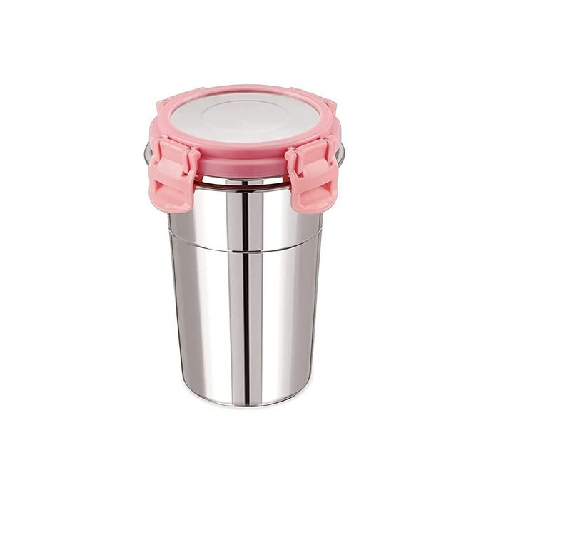 NOBILEA Fusion Tumbler Lock and Seal Steal Glass Air Tight jar Container Leak Proof Glass with lid Store Milk Juice Buttermilk in Office and Home Multi Colour 400 ml MediumPack of 2 - Image 3