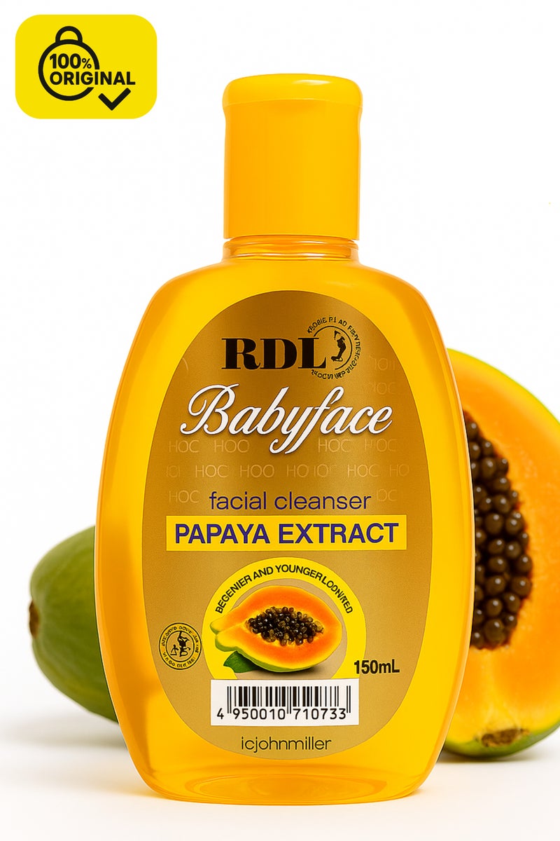 RDL منظف وجه بابايا بيبي فيس مع مستخلص البابايا 150 مل غسول وجه لطيف للبشرة المتألقة مناسب لجميع أنواع البشرة