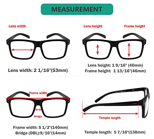 Eyekepper Oversized Reading Glasses Square Large Frame Readers for Men and Women - Black +1.50 - Image 3